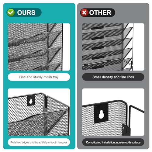 12 Tier Mesh Wall File Organizer Black E272