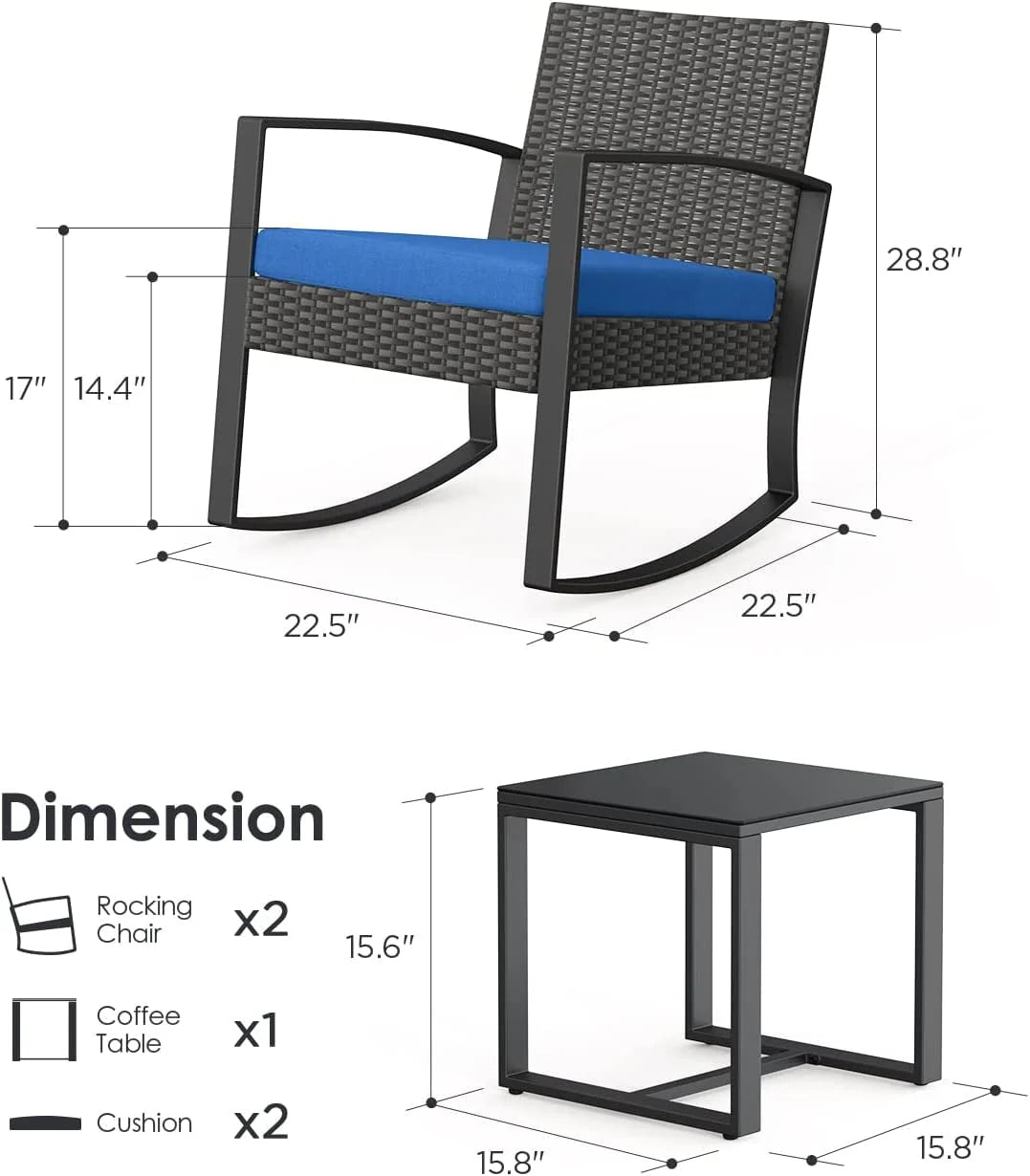 3-Piece Patio Wicker Chairs Set with Glass Coffee Table Q966170