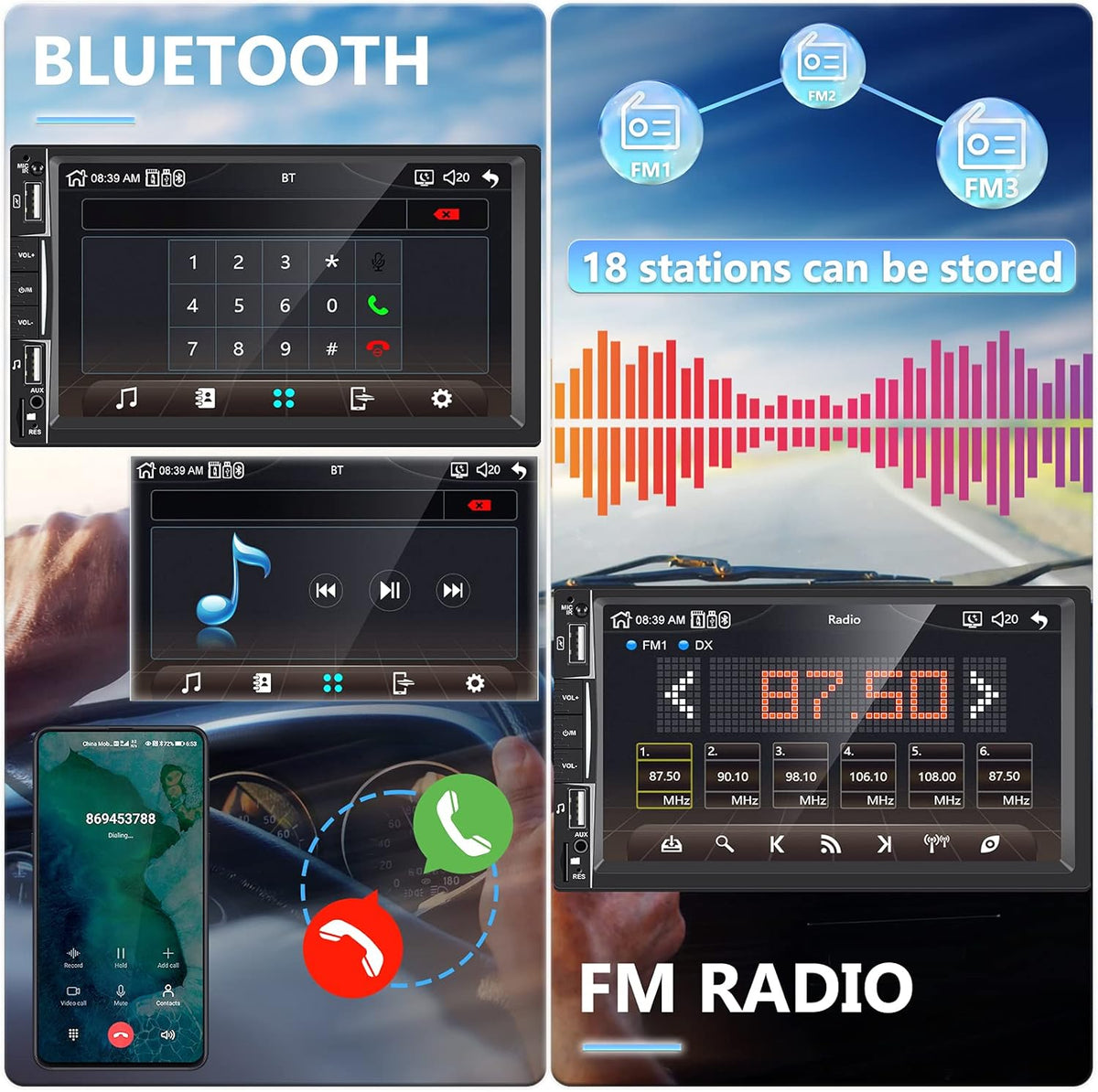 7” Touchscreen Car Stereo with Bluetooth FM Radio Receiver G419