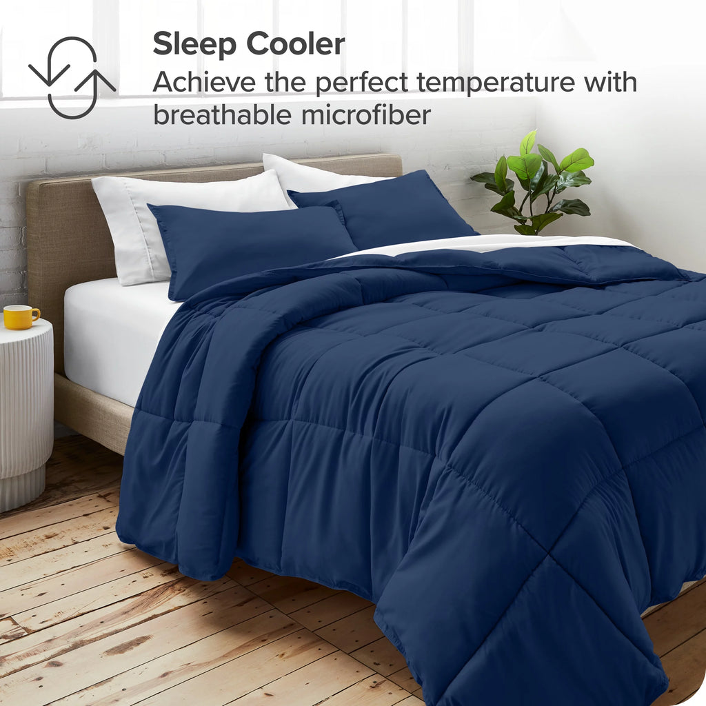 Queen Dark Blue Down Alternative Comforter Set G735646