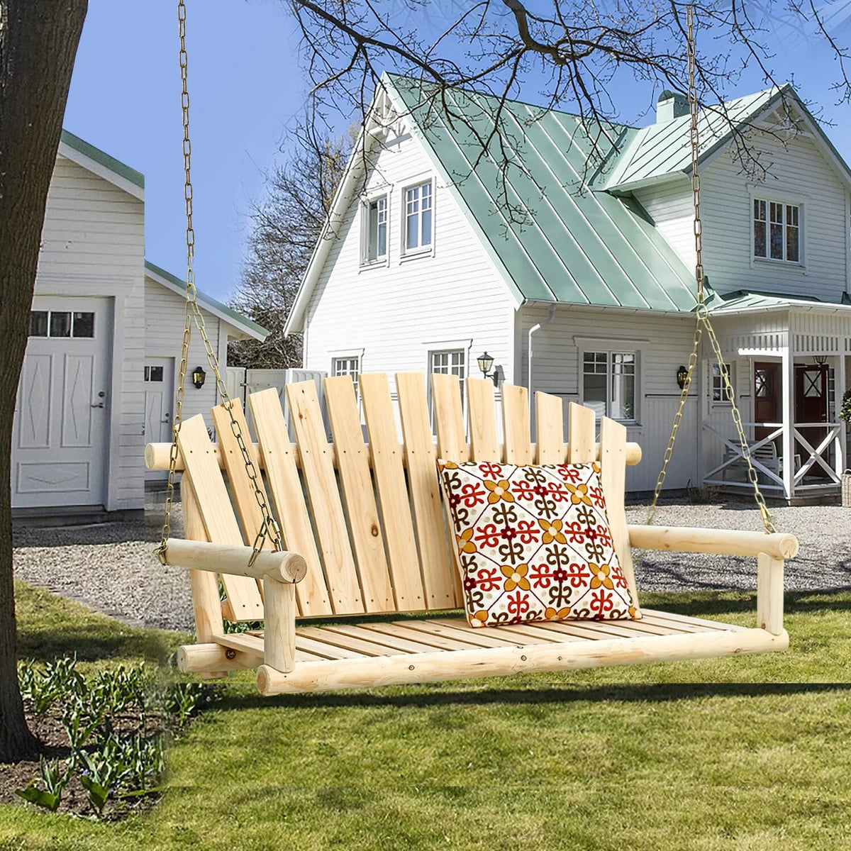 Unfinished Wood Porch Swing with Chains K436513