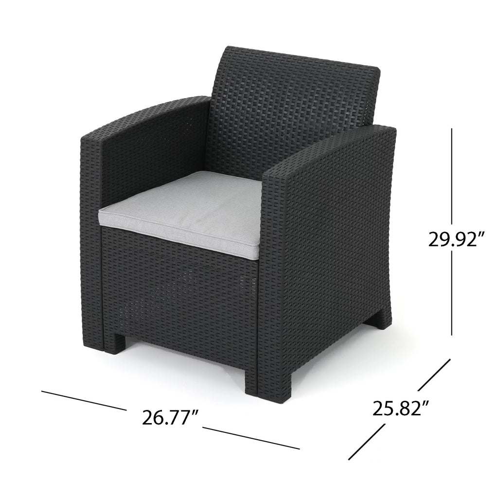 Charcoal Light Gray 5 Seater Sofa and Club Chair Set with Fire Pit P448