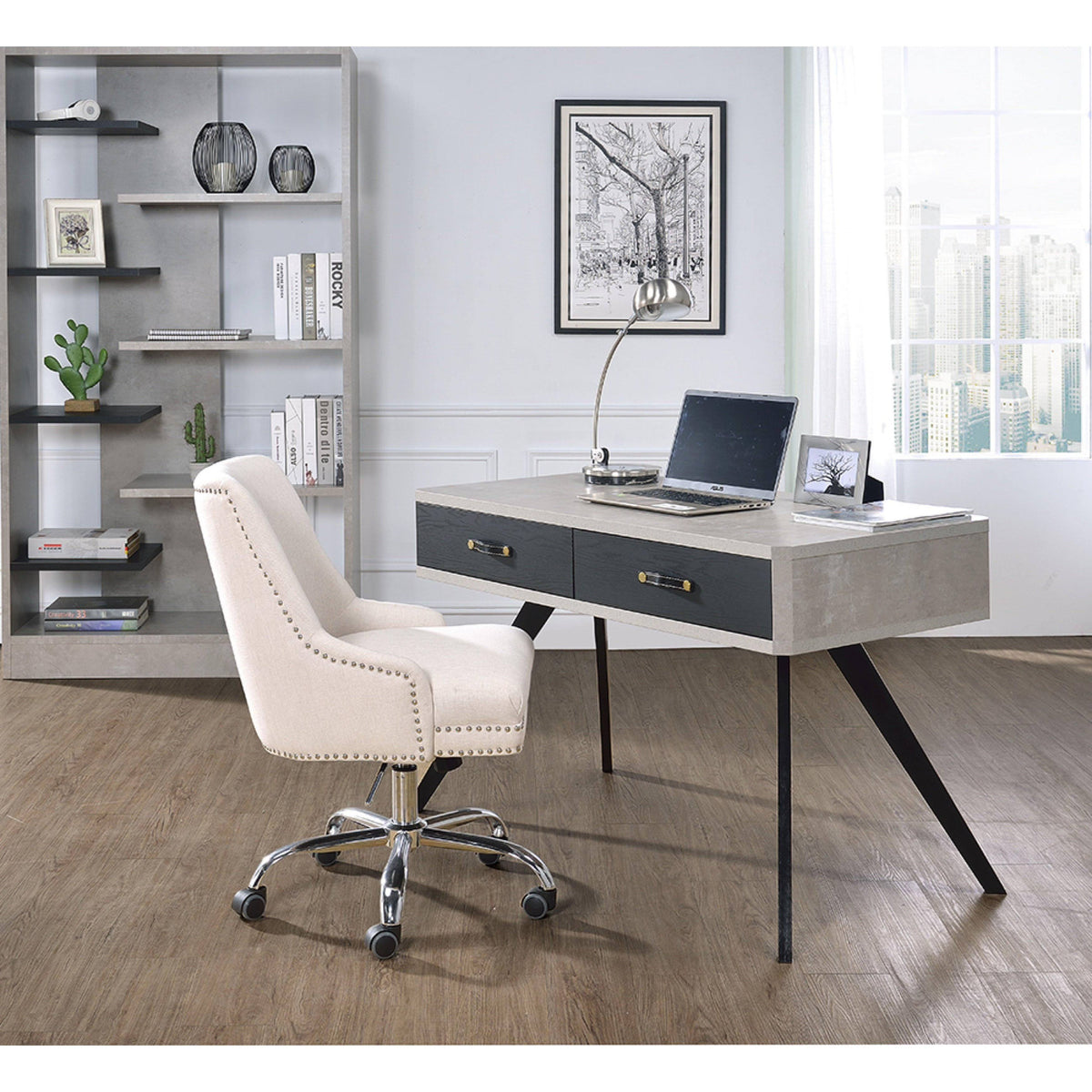Faux Concrete Black Bookshelf U901924