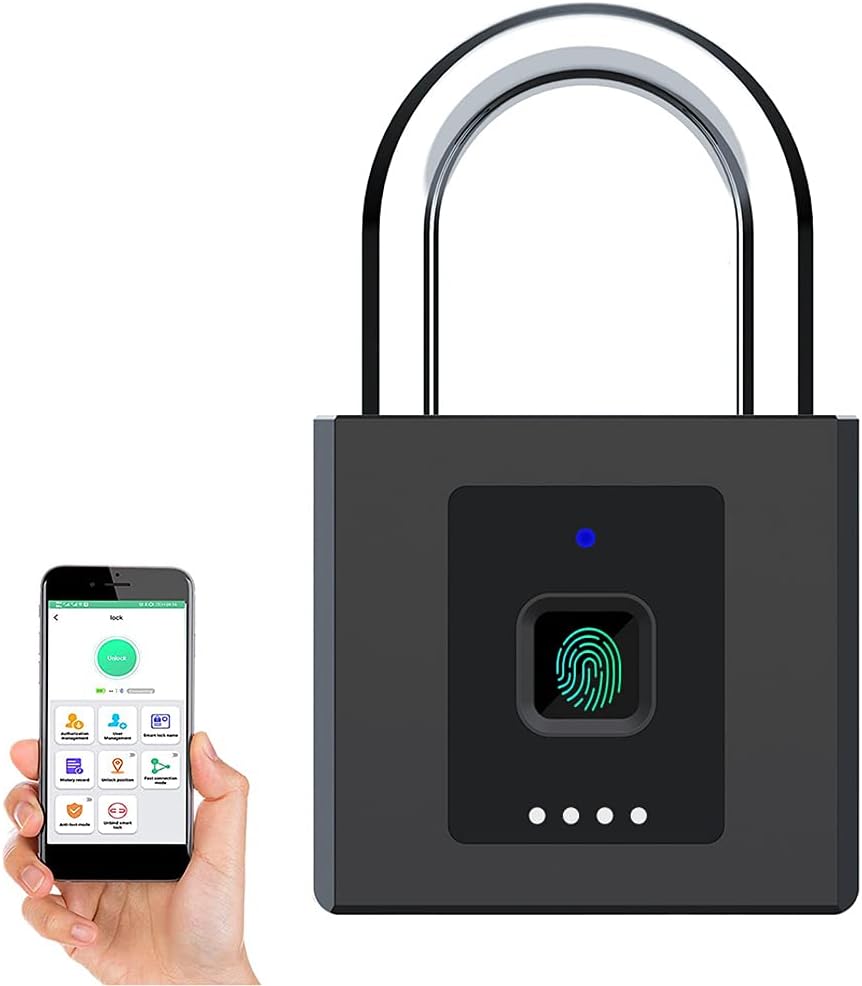 Fingerprint Padlock, Keyless, Waterproof, Pack of 2 F7676