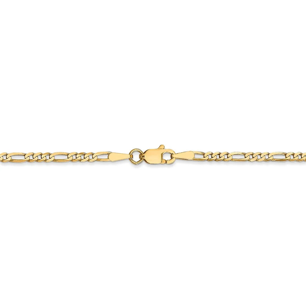 14kt Yellow Gold Flat Figaro Chain 22 inch Lobster Clasp N210