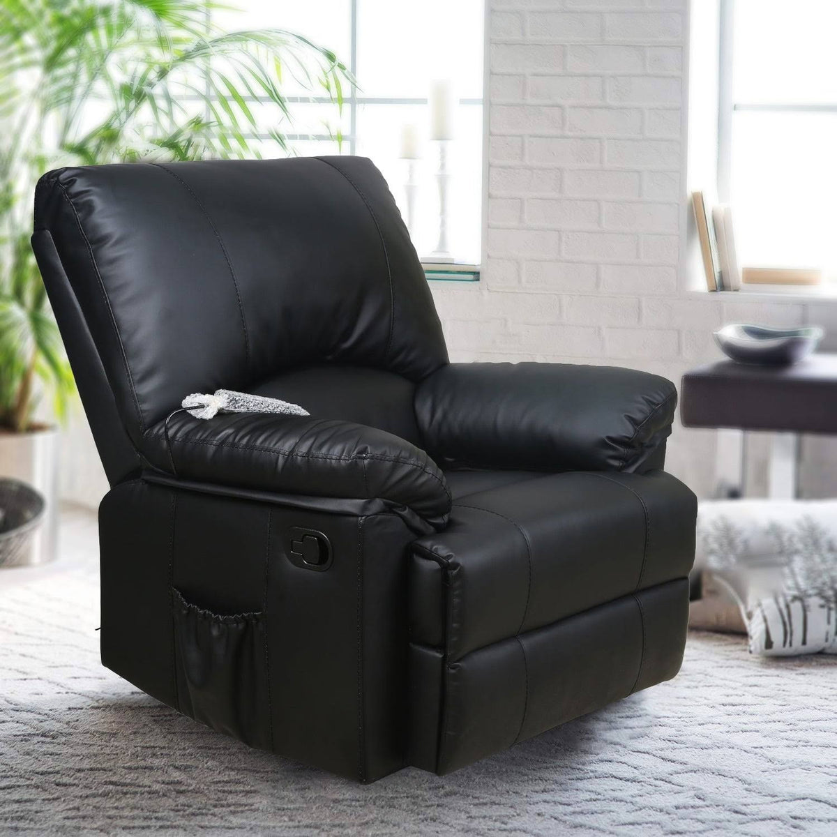 Black PU Leather Rocker Recliner G584580