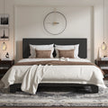 Queen Upholstered Platform Bed Frame with Adjustable Leather Headboard C79298