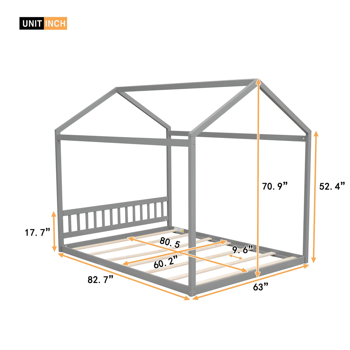 Queen Size Wood Tent Bed with Roof O81912