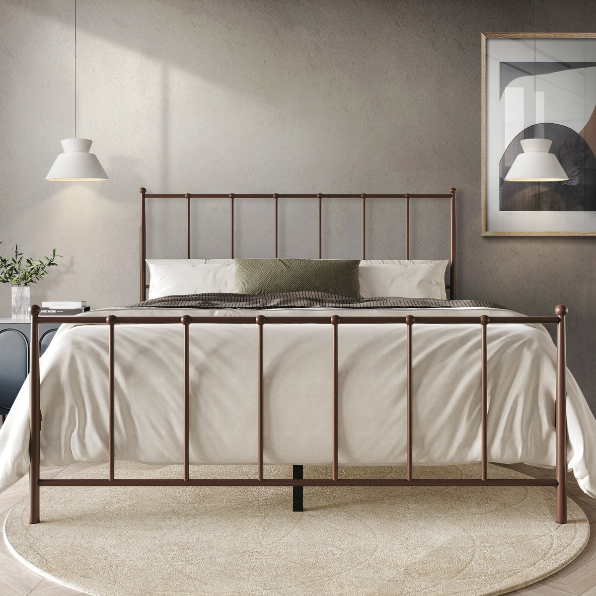 Twin Size White Metal Platform Bed J345565