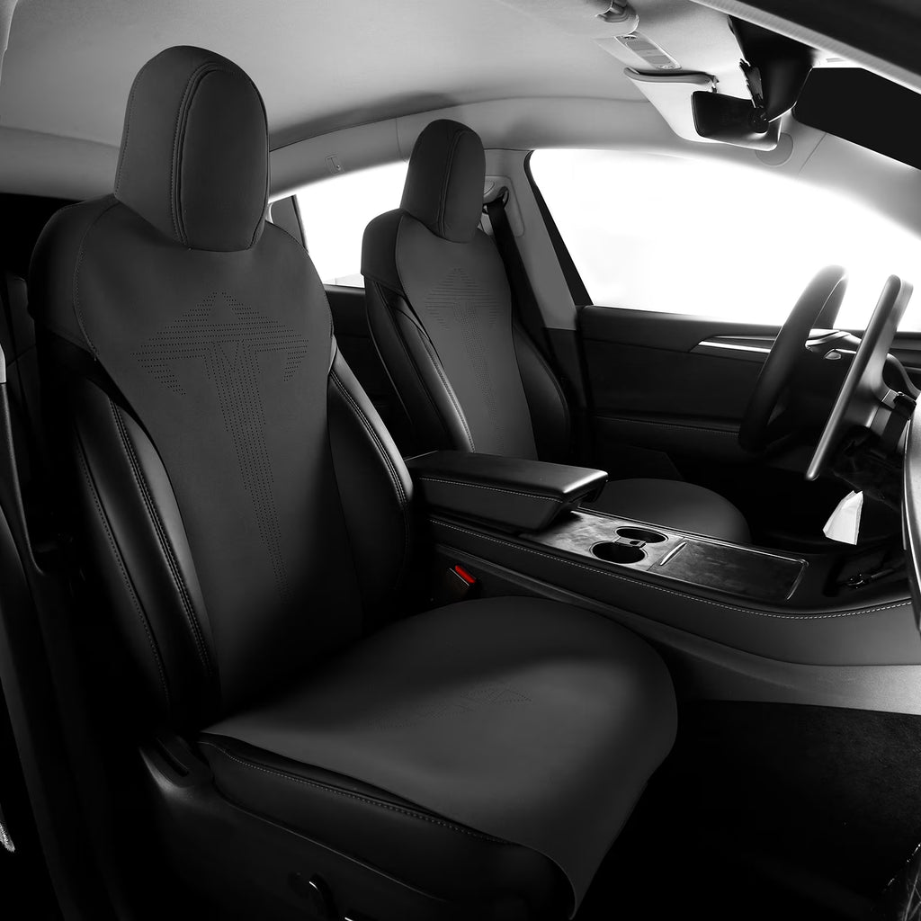 Black Suede Leather Seat Cover Cushions for Tesla Model 3 B669