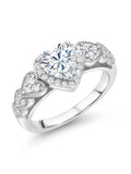 925 Sterling Silver White Moissanite Engagement Ring B68354