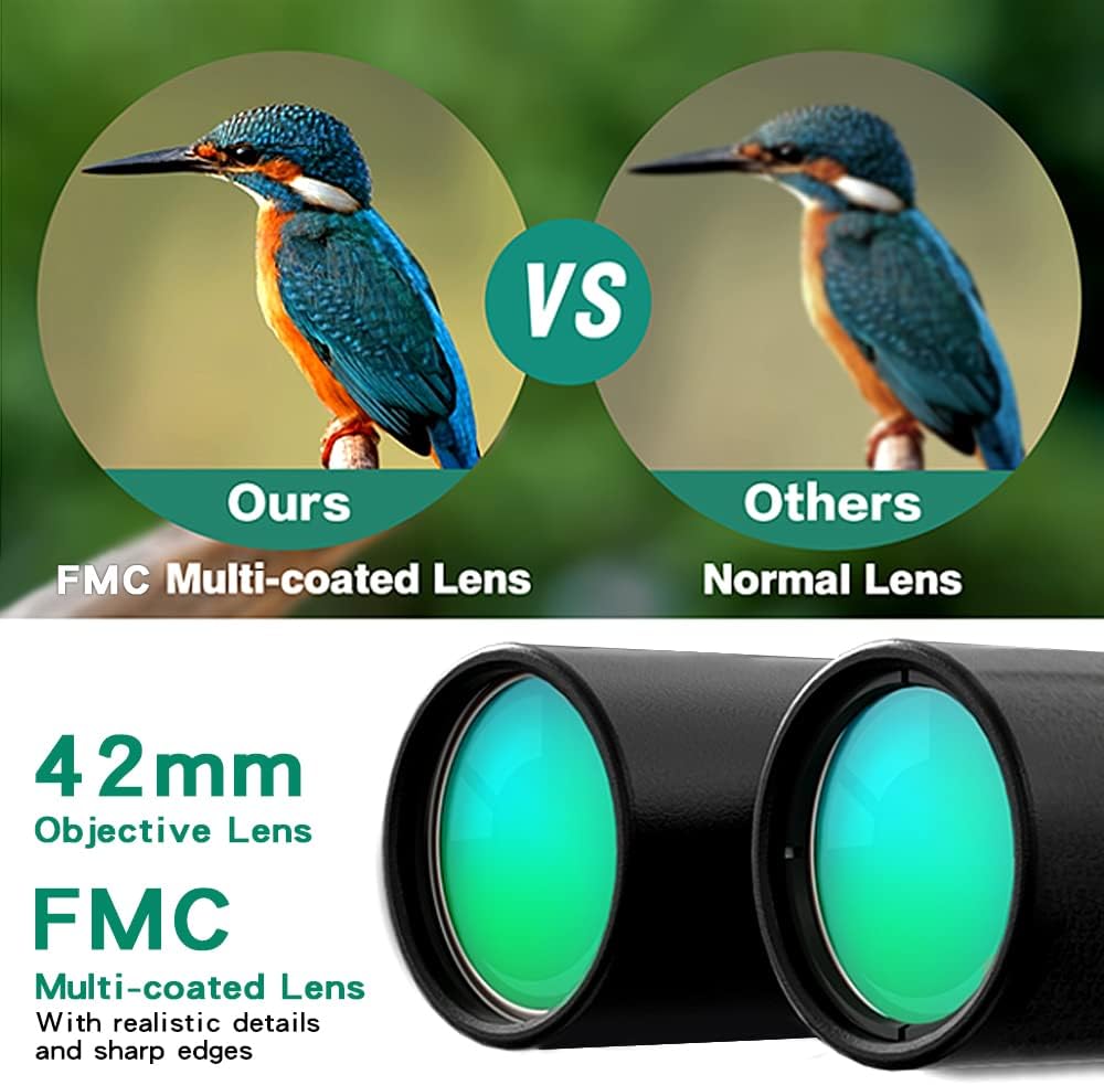 12x42 HD Roof Prism Waterproof Binoculars with Tripod Carrying Case Mobile Phone Clip Pack of 2 W962