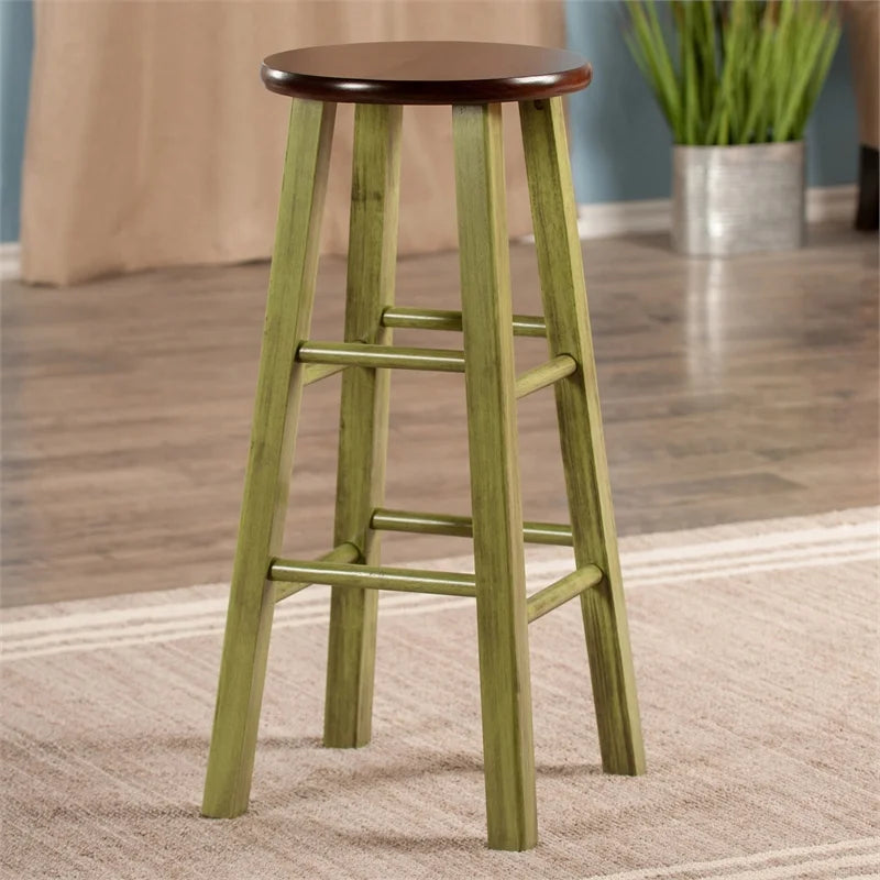 Rustic Green Walnut Finish Bar Stool Y152718