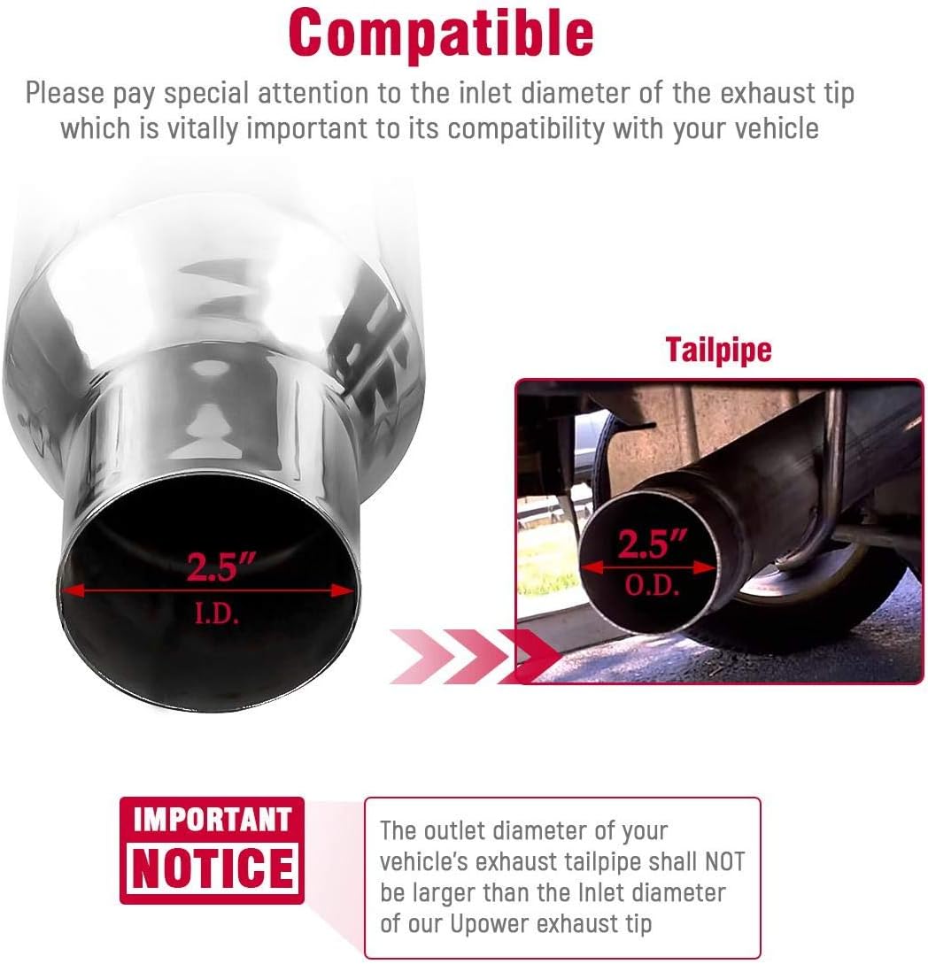 2.5" to 4" 304 Stainless Steel Exhaust Tip Pack of 2 P952675