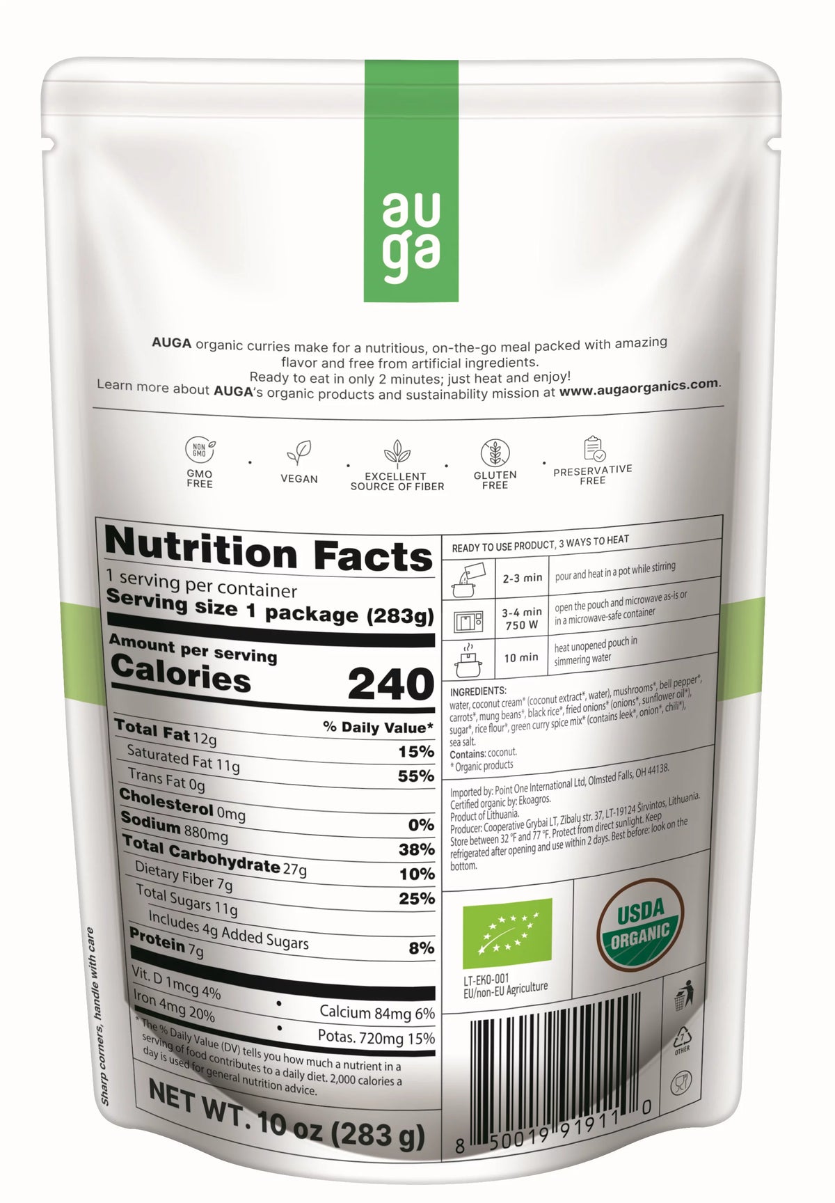 Organic Green Curry Meal 10oz 6-pack K2240