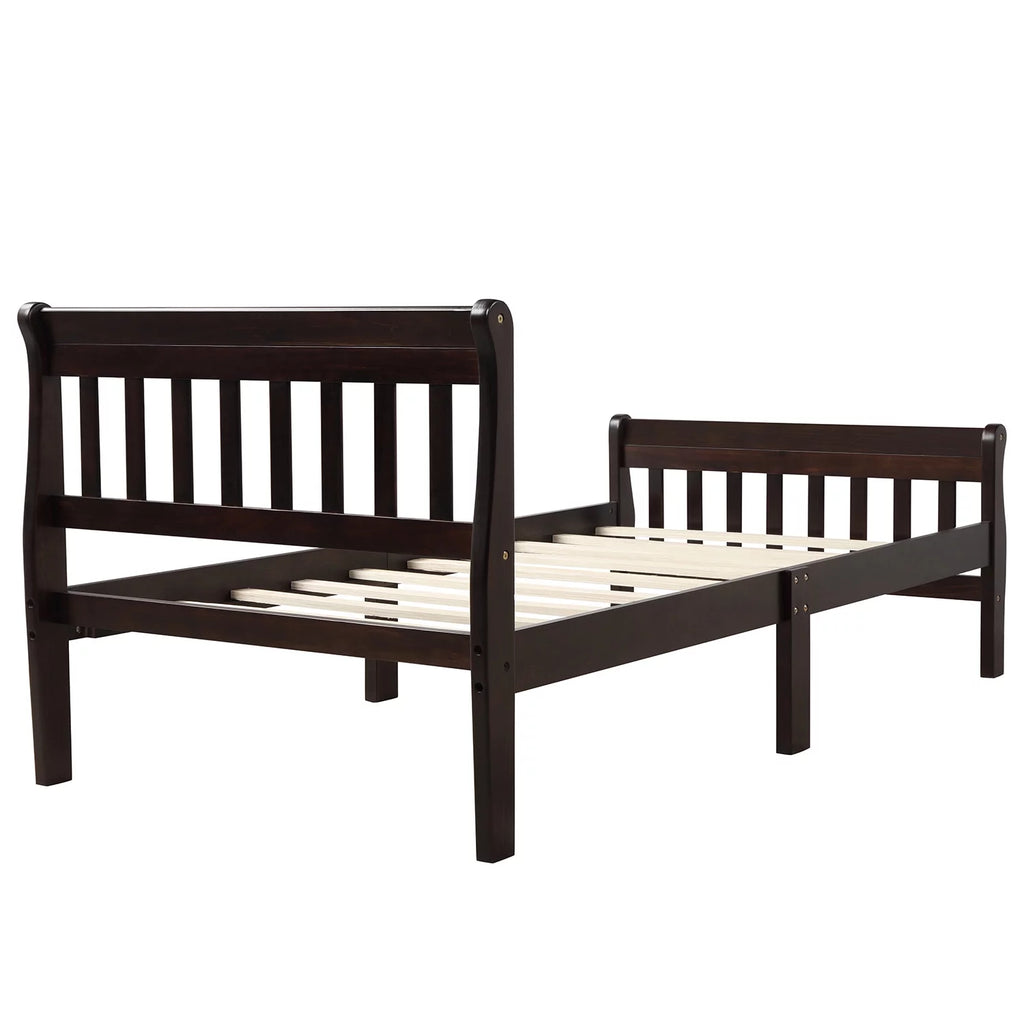 Wood Twin Size Platform Bed Frame with Headboard and Footboard E99119