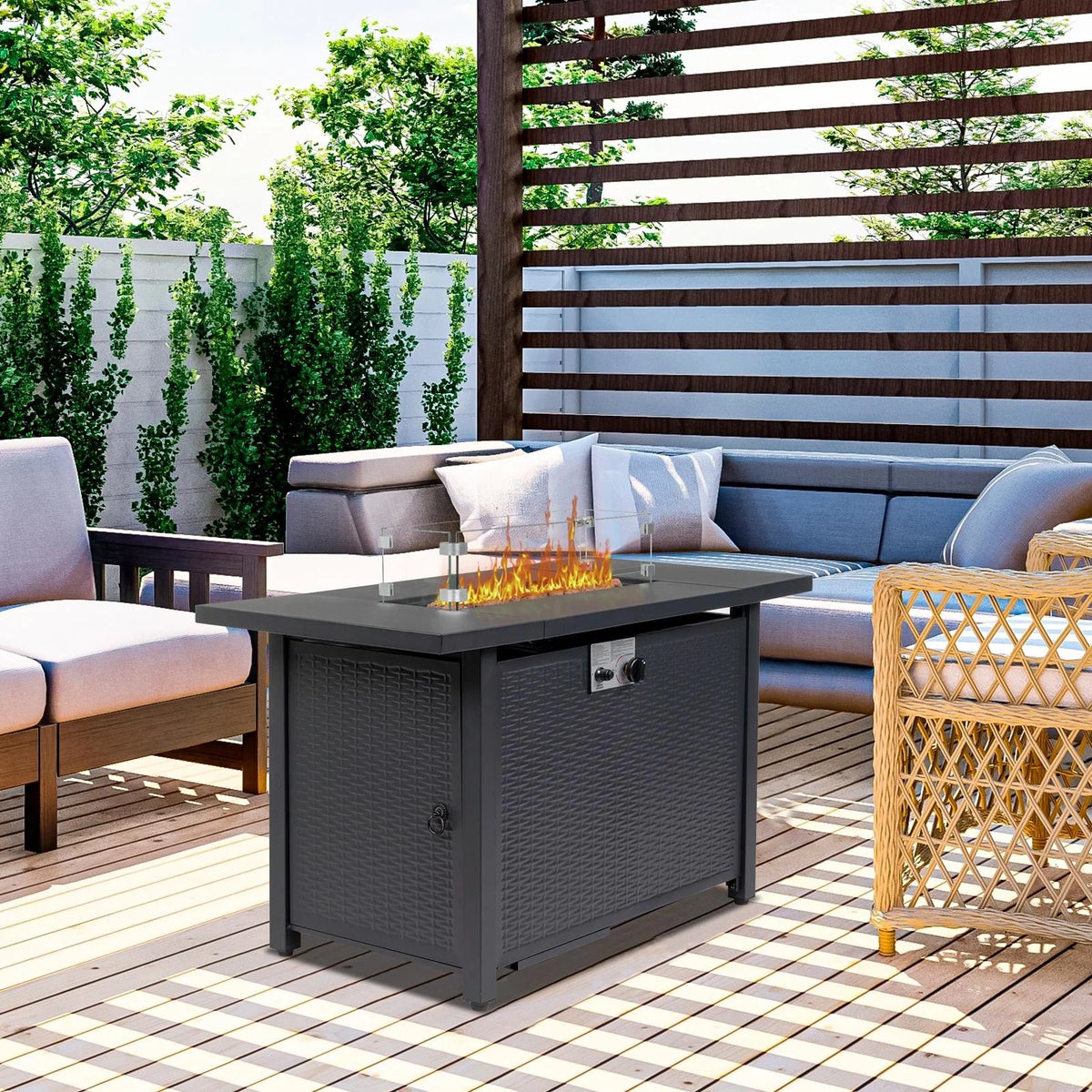 43'' Propane Fire Pit Table with Rain Cover and Wind Guard T846539