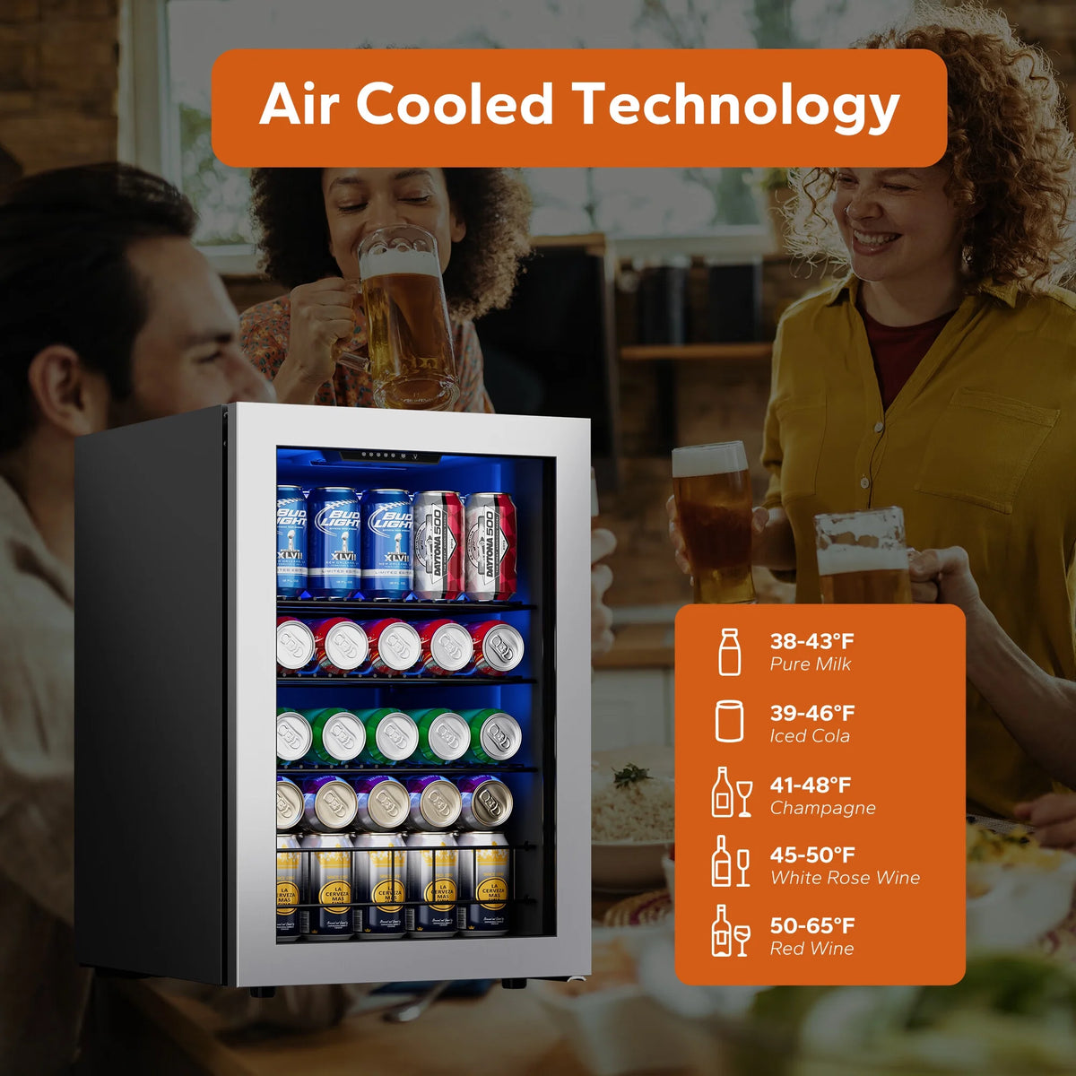 Beverage Refrigerator and Cooler 77 Can Mini Fridge with Glass Door N7273