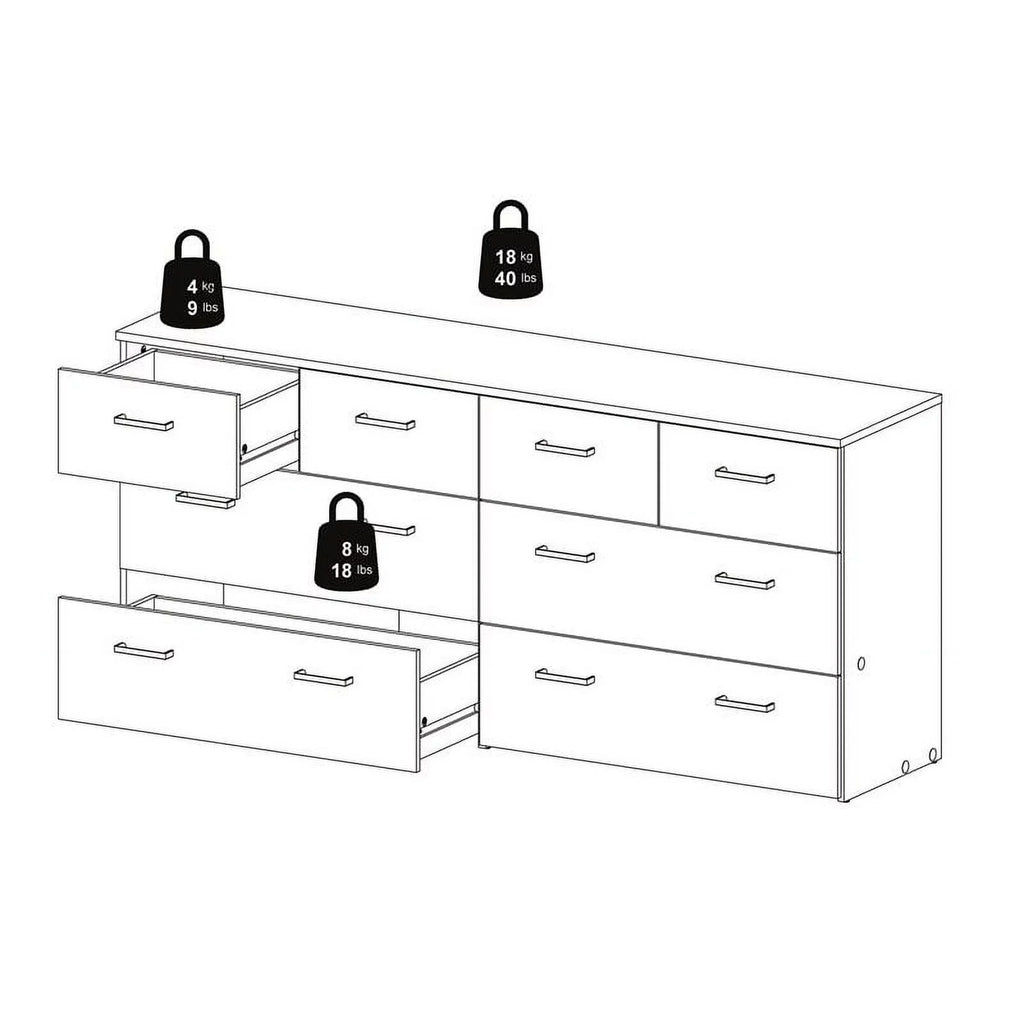 Oak Structure White 8 Drawer Double Dresser Z84326