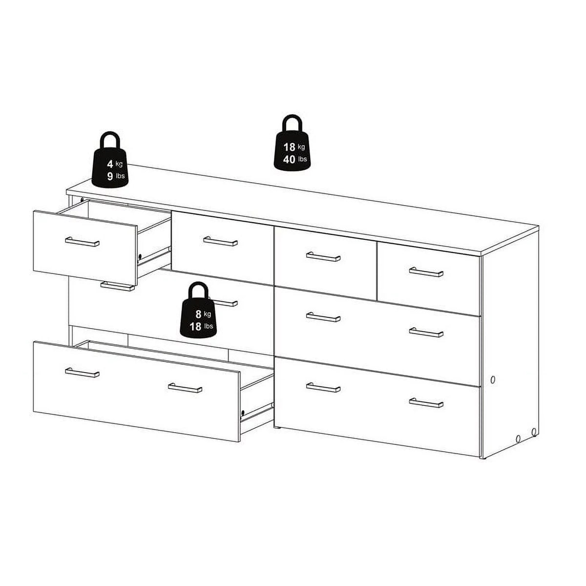 Oak Structure White 8 Drawer Double Dresser Z84326