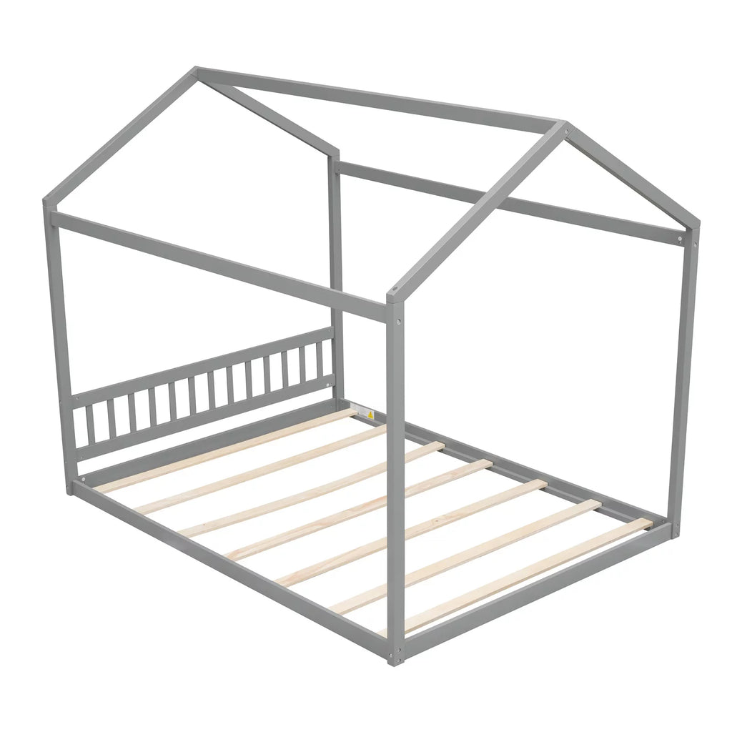 Queen Size Wood Tent Bed with Roof O81912
