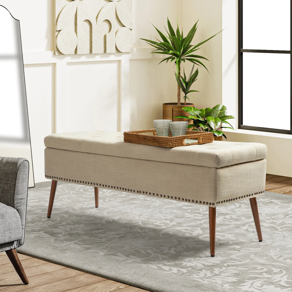 47" Upholstered Storage Bench Ottoman Q23289
