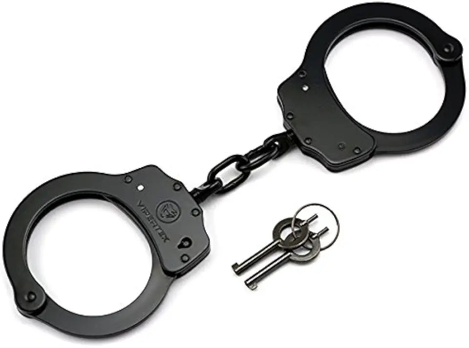 Black Double Lock Steel Handcuffs C811880