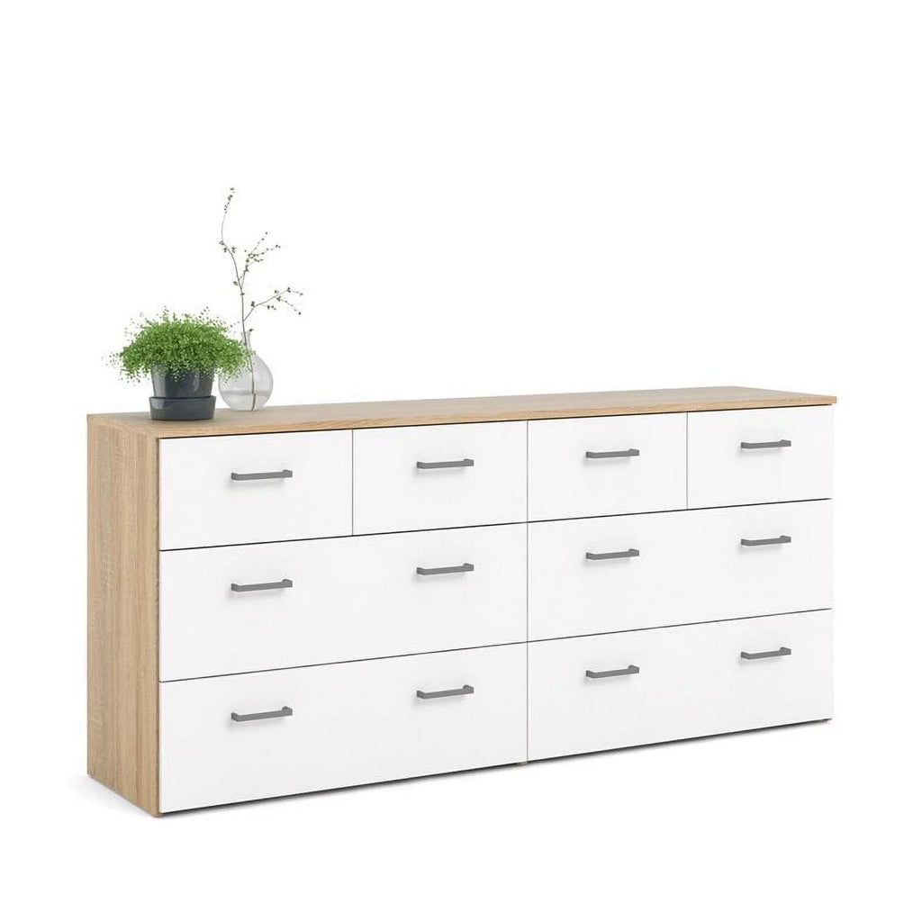 Oak Structure White 8 Drawer Double Dresser Z84326