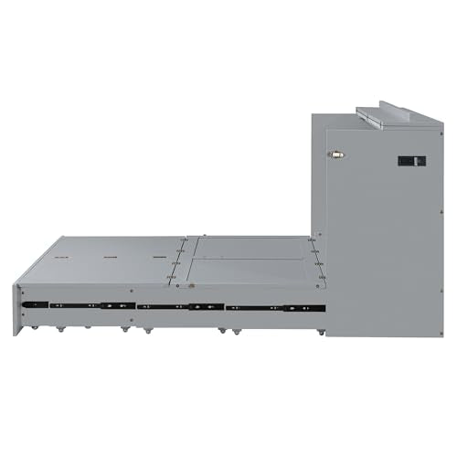 Queen Size Murphy Wall Bed with USB Charging Station and Storage Drawer N1750