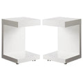 16" C-shaped End Table Set of 2 High Gloss White D8660