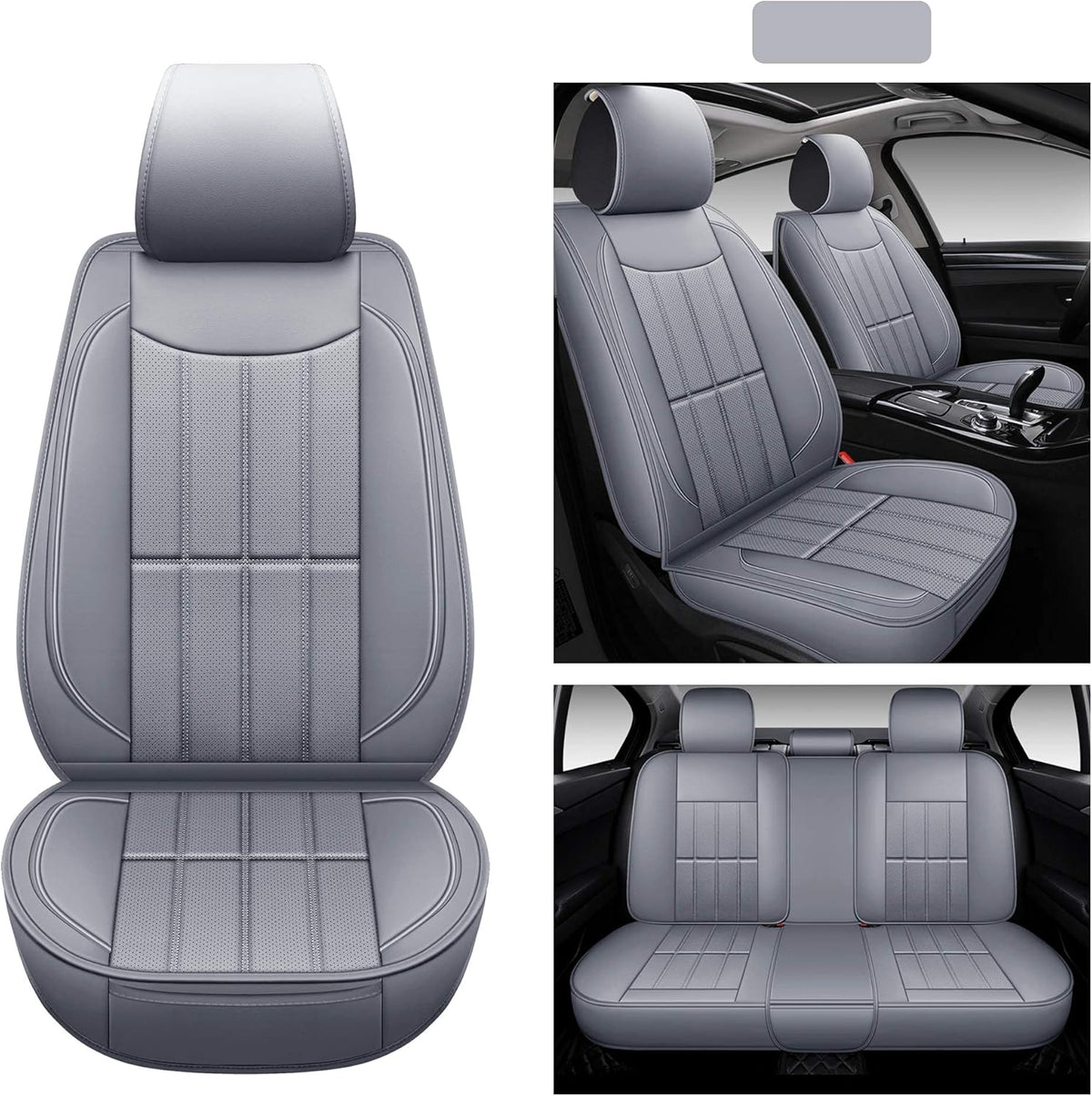 Leather Car Seat Covers, Universal Non-Slip Waterproof Full Set R5748