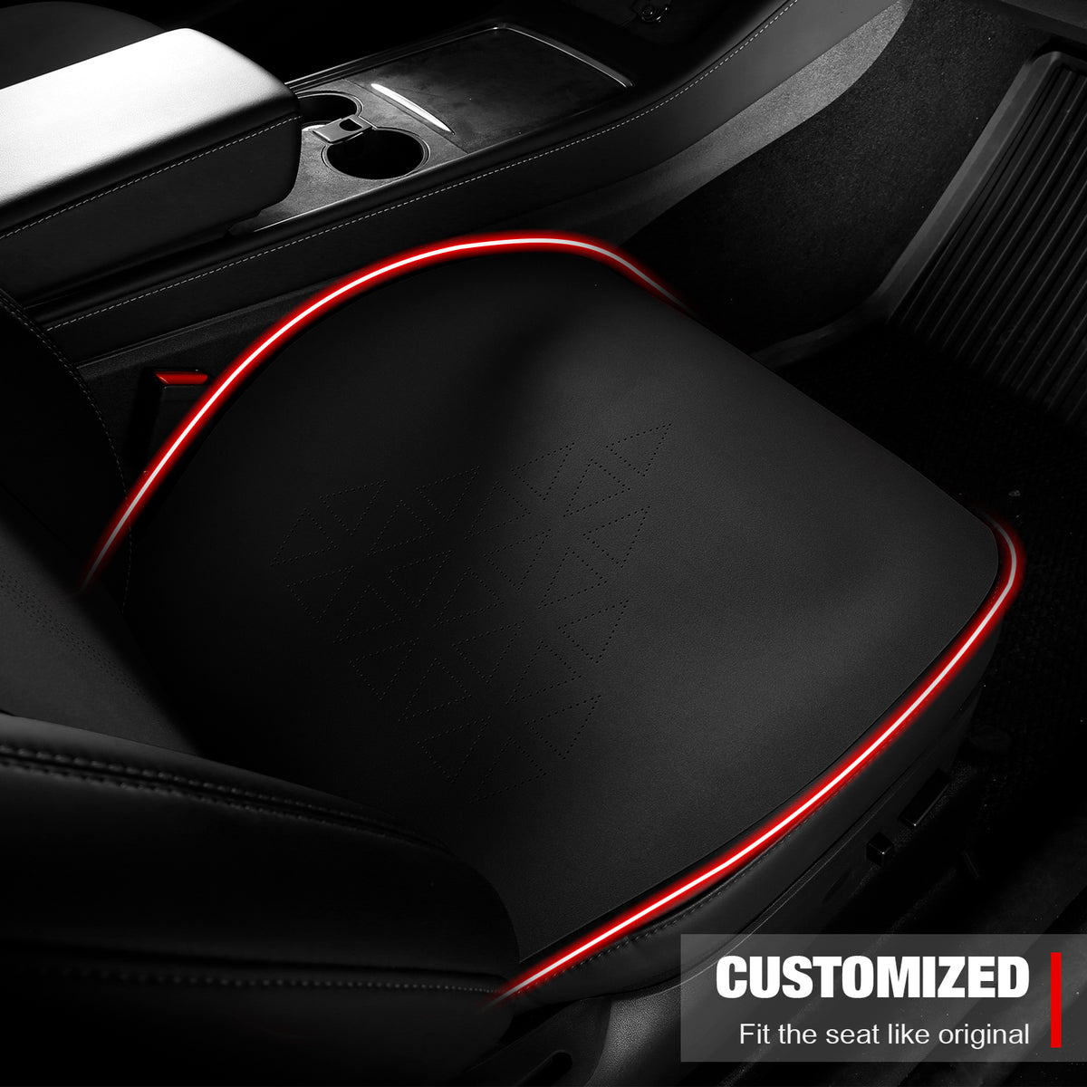 Black Suede Leather Seat Cover Cushions for Tesla Model 3 B669