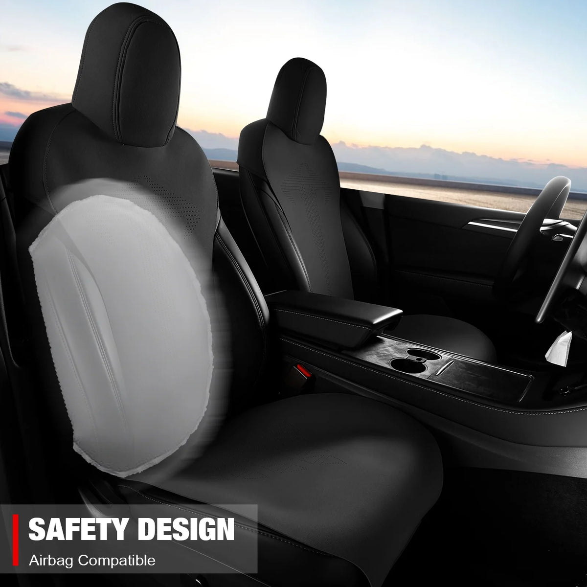 Black Suede Leather Seat Cover Cushions for Tesla Model 3 B669