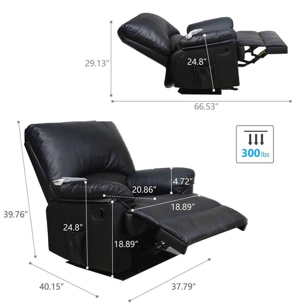 Black PU Leather Rocker Recliner G584580