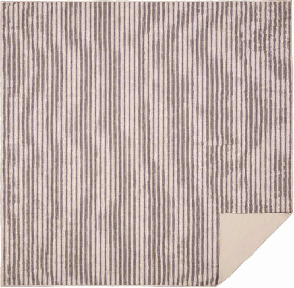 Blue Ticking Stripe Quilt, California King V337