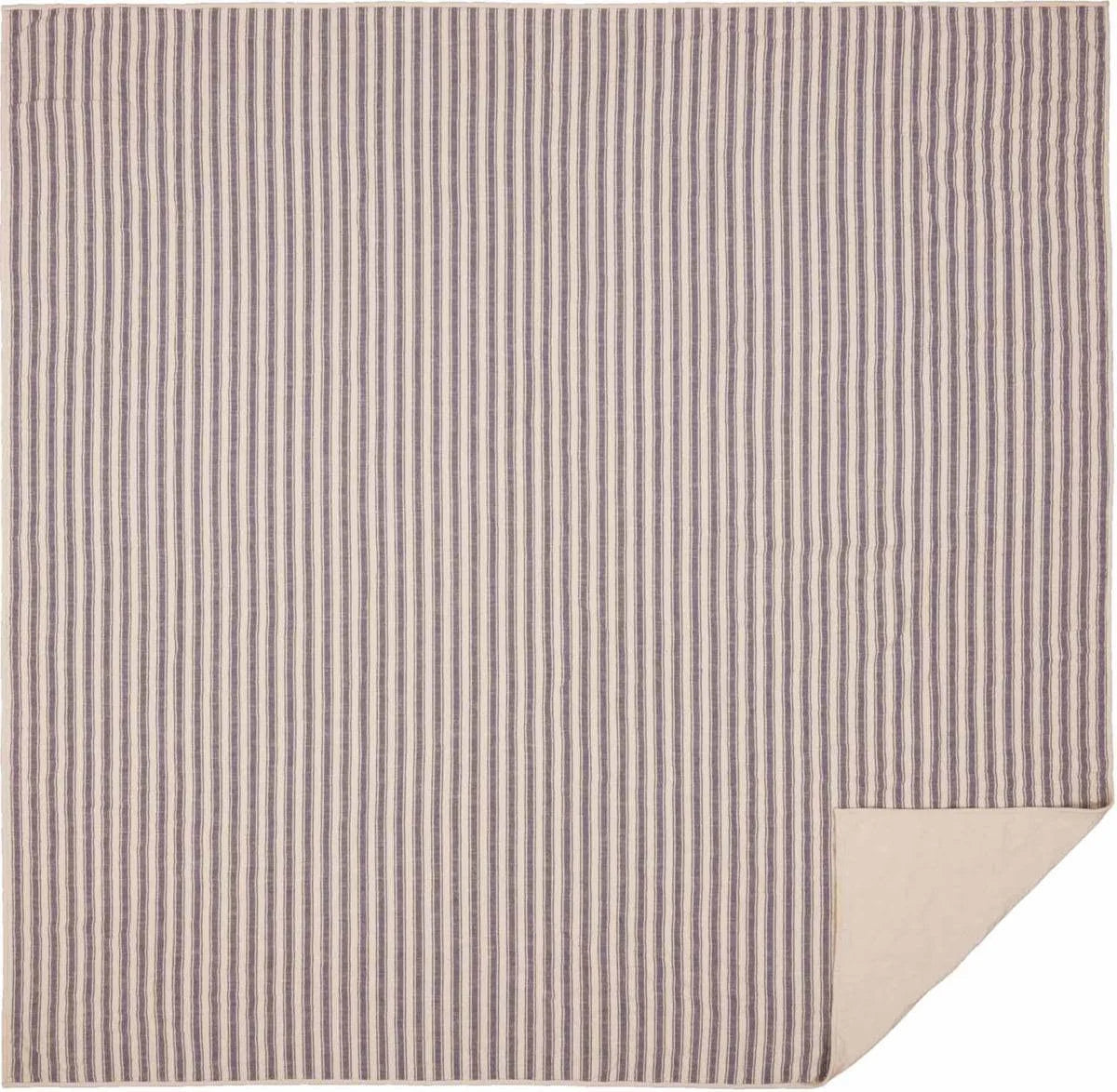 Blue Ticking Stripe Quilt, California King V337