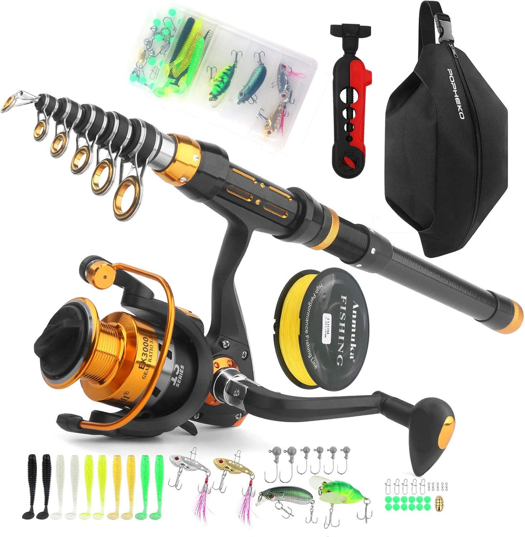 Telescopic Fishing Rod Reel Combo with Carrier Bag H58348