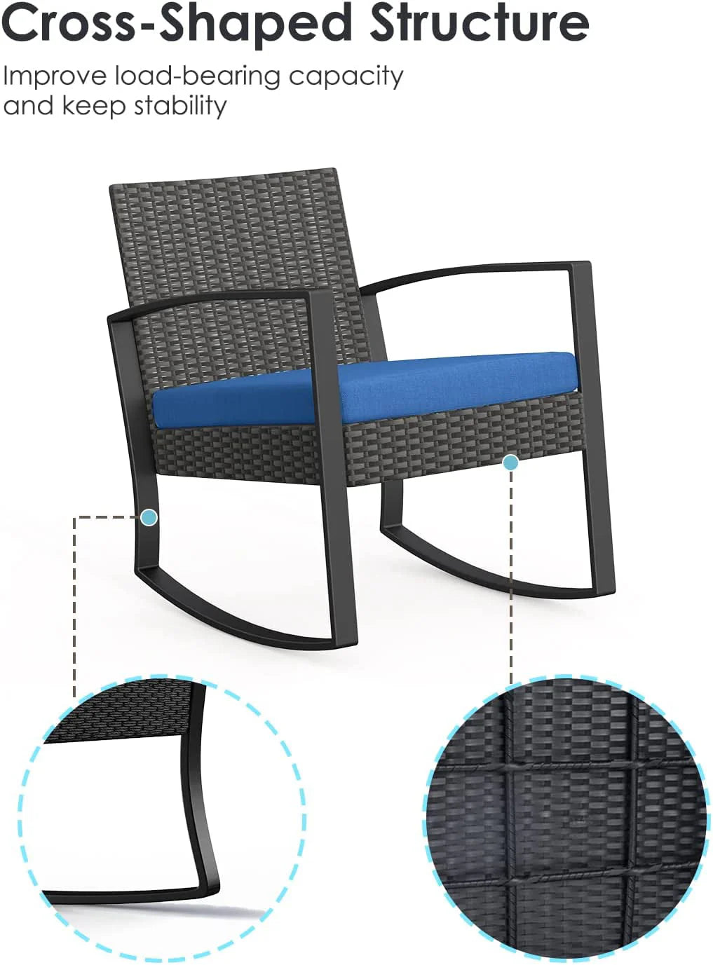 3-Piece Patio Wicker Chairs Set with Glass Coffee Table Q966170