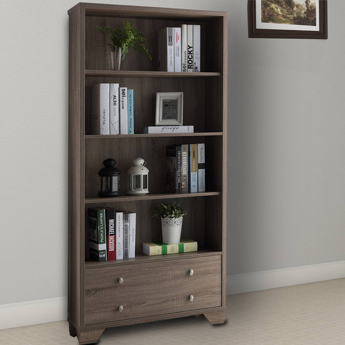 Dark Taupe Brown Wooden Display Cabinet T612028