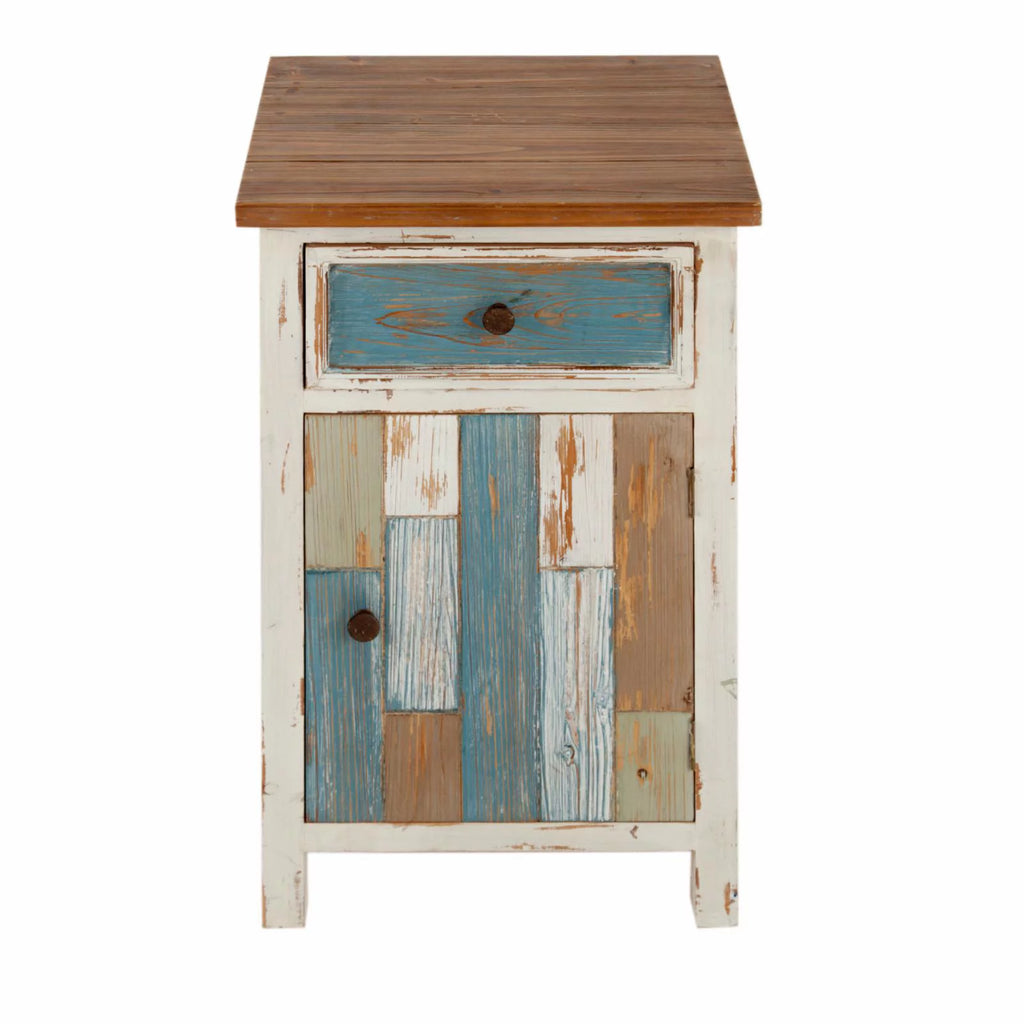 Rustic Multi-Color Wood 1-Drawer 1-Door End Table A39227