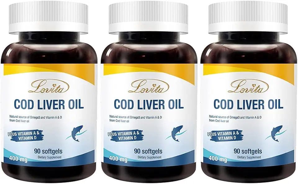 Norwegian Cod Liver Oil DHA & EPA with Vitamin A & D 90 Softgels Pack of 3 B2254