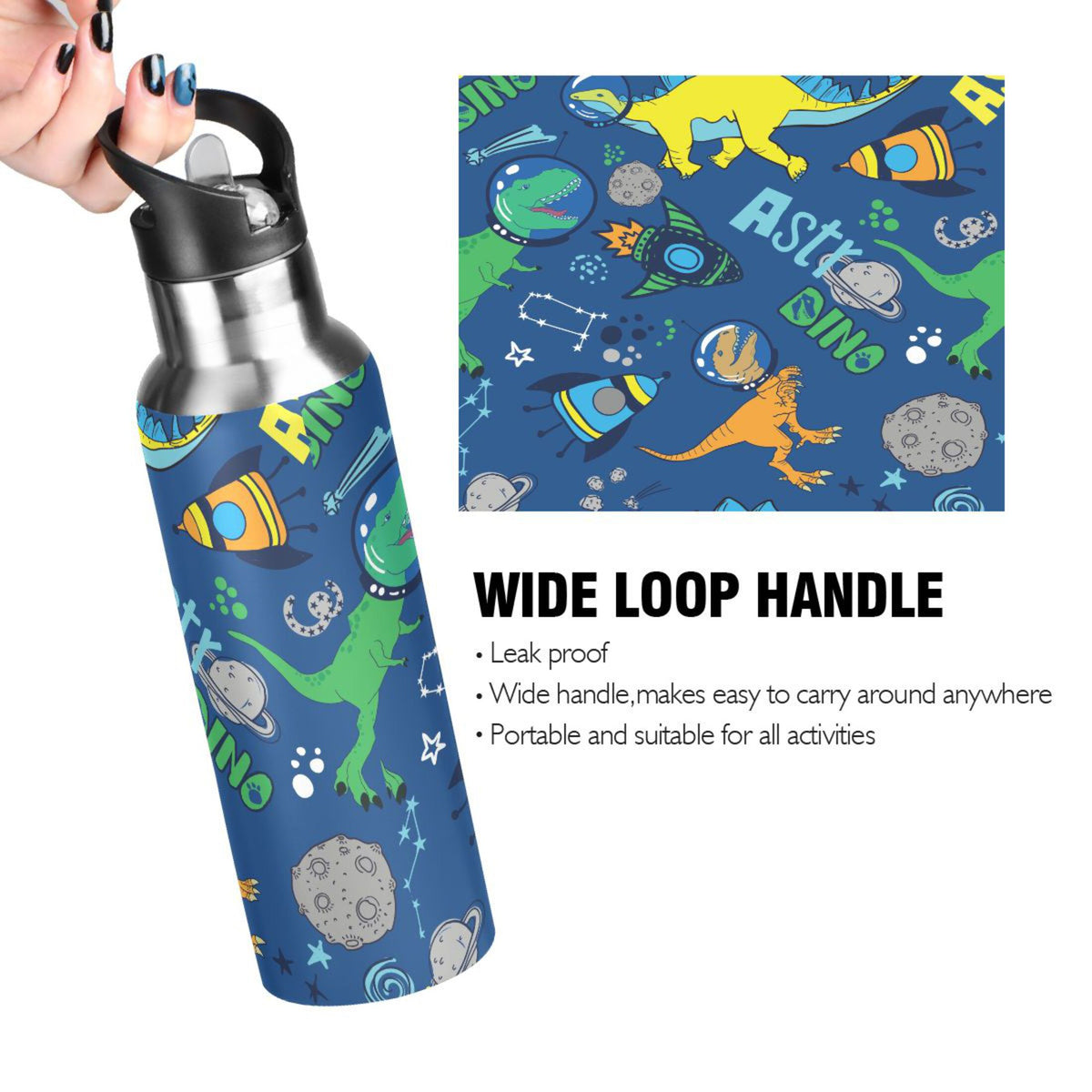 Stainless Steel Insulated Thermos Vacuum Flask Water Bottle with Straw Lid B56137