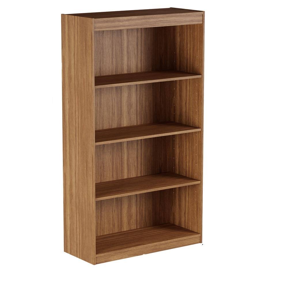 Brown Woodgrain 4-Shelf Bookcase with Adjustable Shelves Z7819