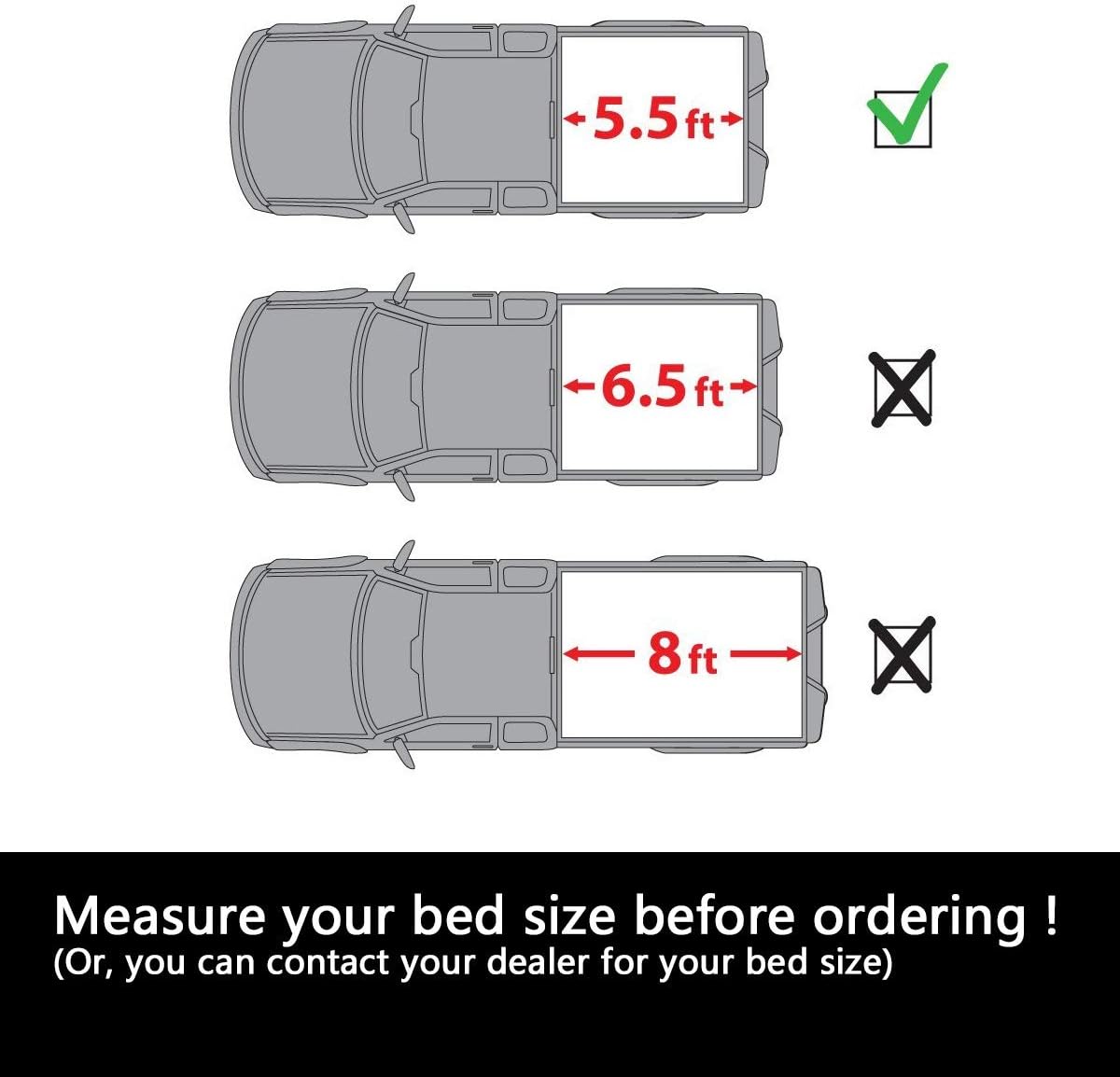 Black Vinyl Soft Truck Bed Tonneau Cover L2109