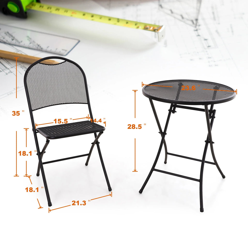 3 Pieces Metal Folding Bistro Set C1555