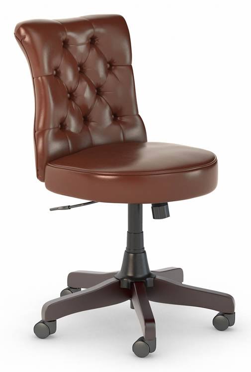Harvest Cherry Leather Mid Back Tufted Office Chair L50734