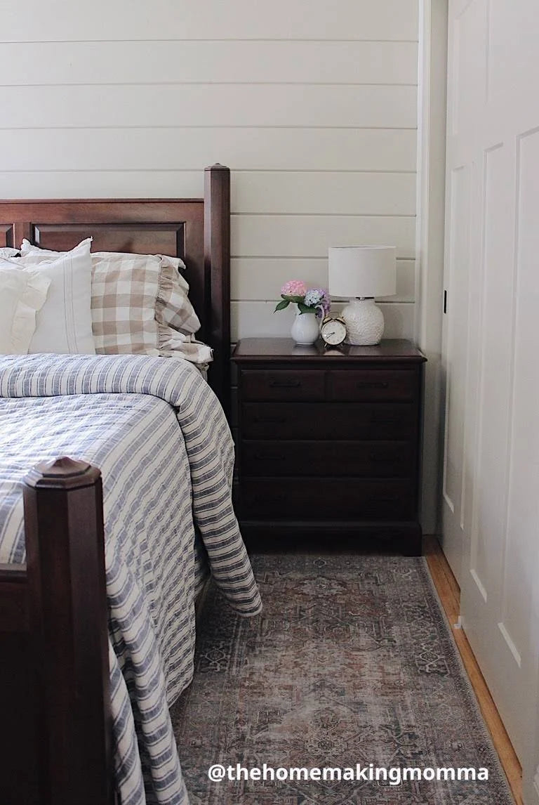 Blue Ticking Stripe Quilt, California King V337