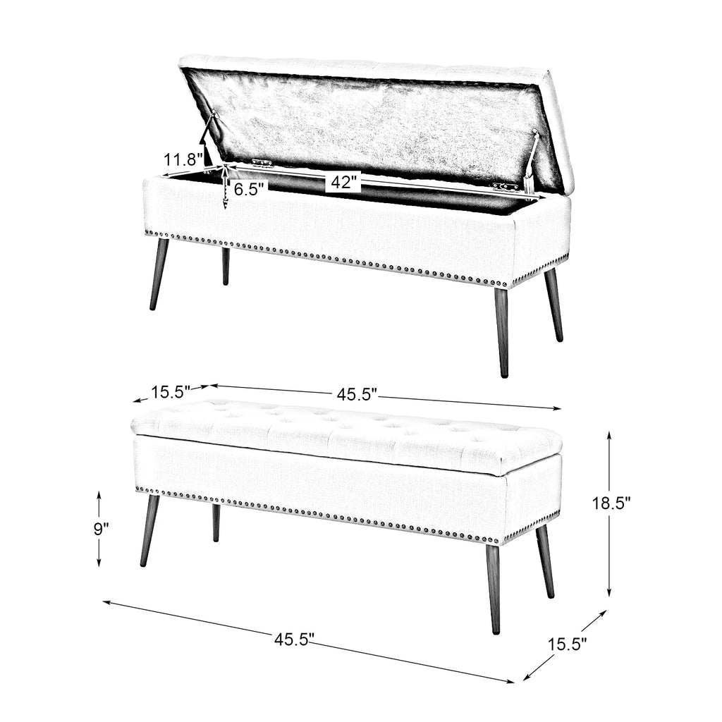 47" Upholstered Storage Bench Ottoman Q23289