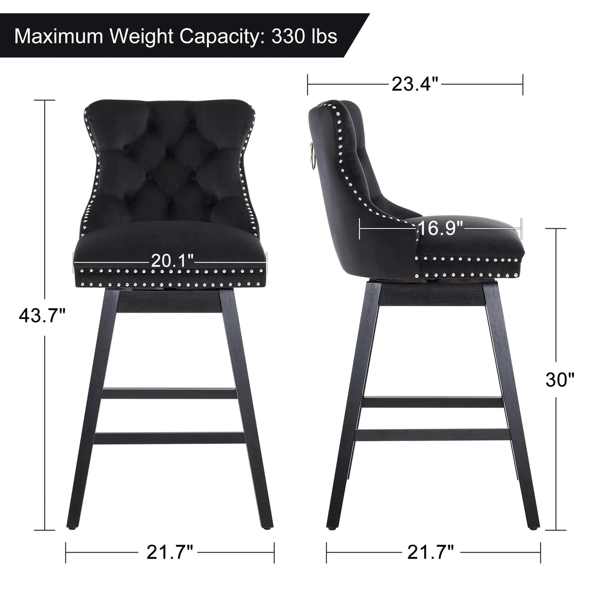 Velvet Swivel Bar Stools Set of 4 A59768