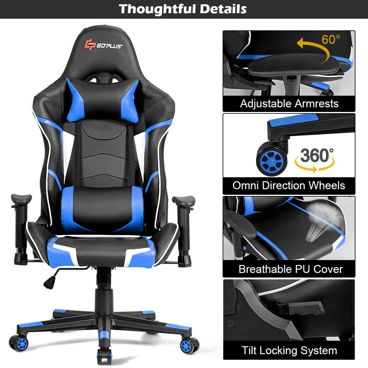 Blue Gaming Reclining Racing Chair L584978